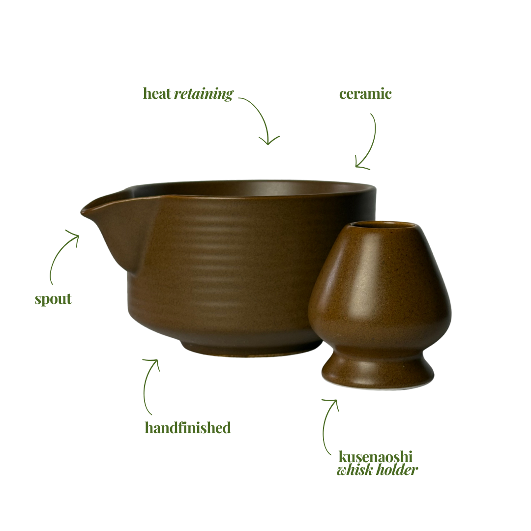 Ceramic Matcha Bowl & Whisk Holder